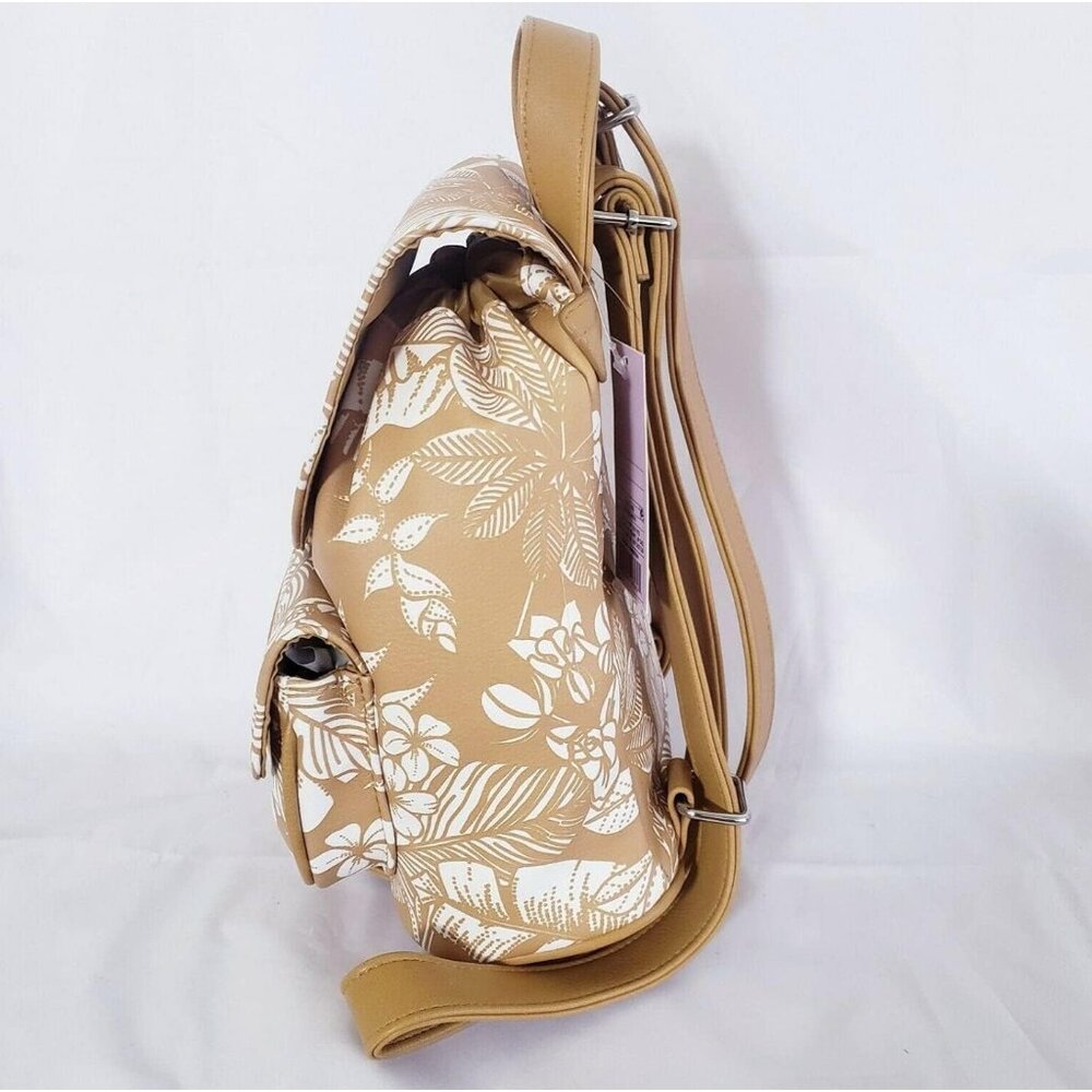 New Wild Fable Floral Print Mini Drawstring Flap Backpack Yellow Snap Closure - Picture 5 of 6